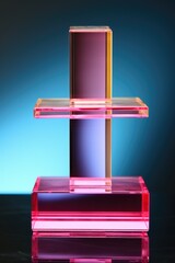 A glass cross on top of a table. Generative AI.