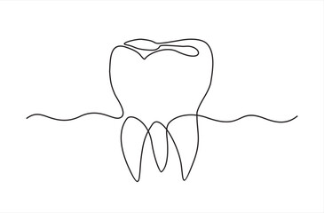 Tooth continuous one line drawing minimalism design. Illustration with quote template. Can used for logo, banner, booklet, flyer, brochure