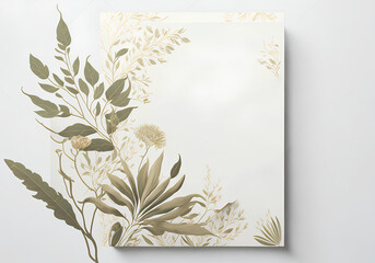Mockup postcards with floral patterns, ornaments and foliage, template for design