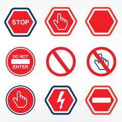 Stop sign, set. Vector illustration. on white background