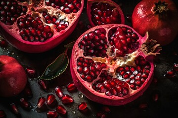 close up of pomegranate fruit seeds