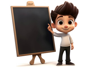 The boy near the blackboard on a white background, Generative AI 1