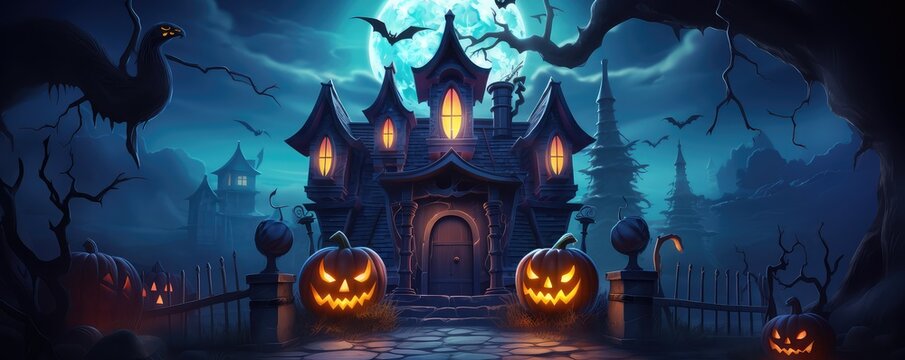 Halloween Mansion . generative ai © pramool