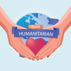 Free vector flat world humanitarian day illustration with hands over planet earth