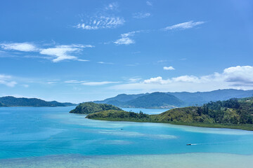 Obraz premium Ocean Landscape View from Mandeh Hill, Painan, South Coast, West Sumatra, Indonesia