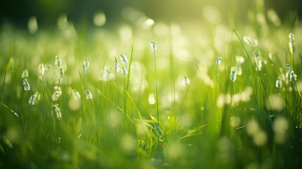 Naklejka premium green grass wildflower field