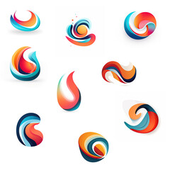 A set of colorful swirls on a white background. Generative AI.