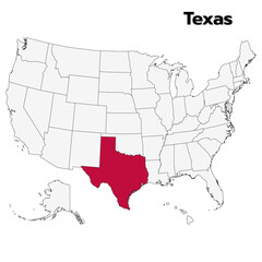 Fototapeta premium Texas map with USA flag. USA map
