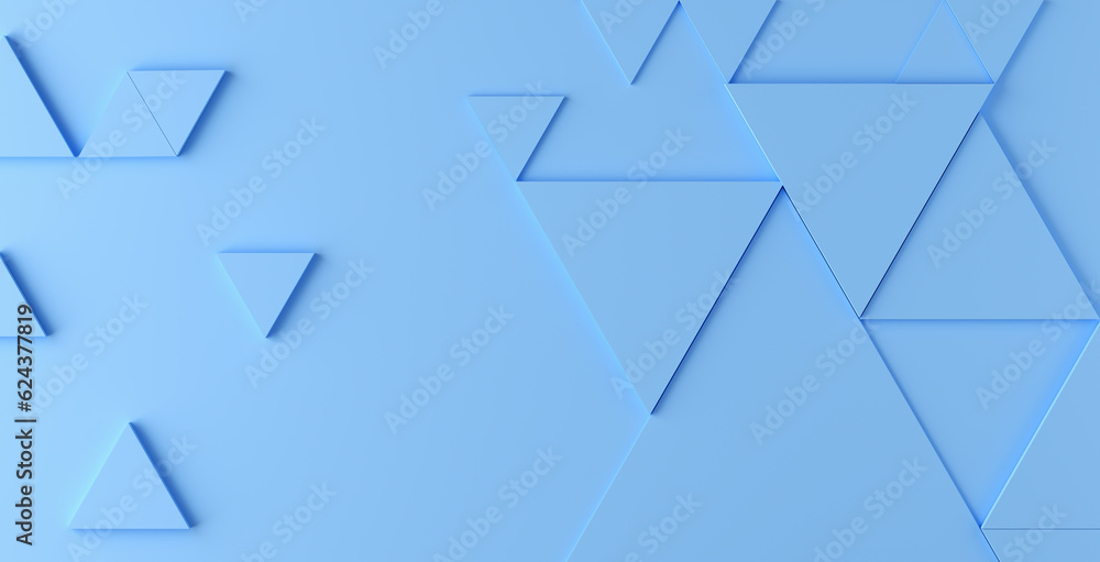Poster abstract triangular embossed geometrical shapes on blue background. wallpaper background backdrop mo