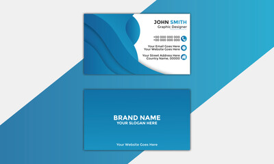 Modern and clean professional business card template Corporate and Creative Business Card Design Template Double-Sided Horizontal Name Card Simple and Clean Blue Black Vector Illustration Gradient 