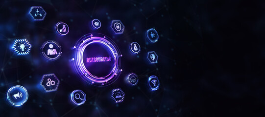 Internet, business, Technology and network concept. Outsourcing human resources. 3d illustration