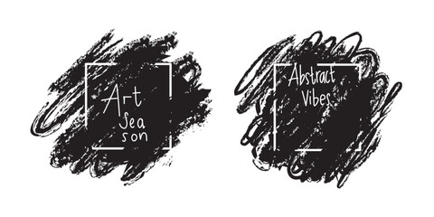 Set of black inky patch vector background. Isolated on white.