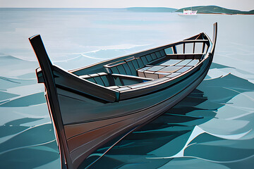 only a boat floating in the sea,
Generative AI
