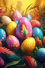 Fototapeta na wymiar Easter eggs - Generative AI photo