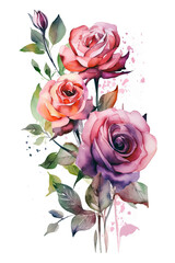 Roses in watercolor technique - Generative AI photo
