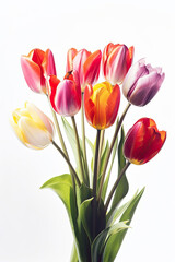 Naklejka premium Bouquet of tulips in watercolor technique - Generative AI photo 