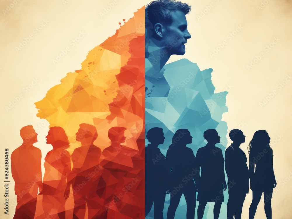Poster a group of people standing next to each other. generative ai. visualization of gender spectrum