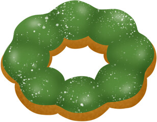 Matcha doughnut, Pon De Ring donut, matcha flavour, icing, mochi donut