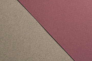 Fototapeta premium Rough kraft paper background, paper texture red burgundy gray colors. Mockup with copy space for text.