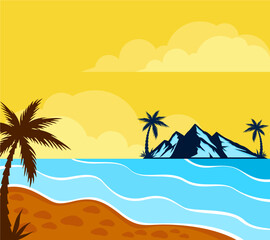 Fototapeta na wymiar tropical island with palm trees background