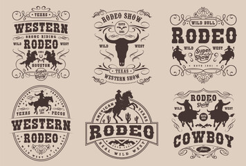 Rodeo show monochrome set posters