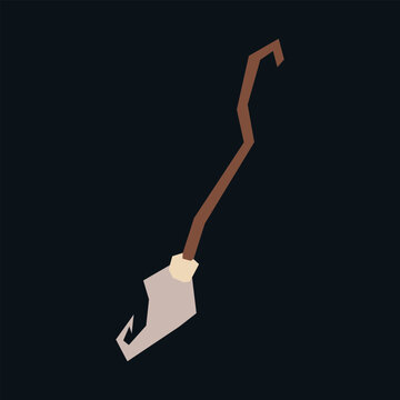 Witch broom. Vector cartoon illustration. Isolated. Flat style.