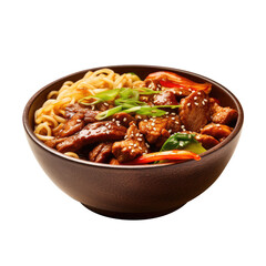 Noodles with bulgogi  or marinated beef barbecue Korean food