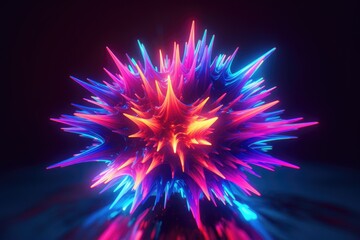 3d render of abstract neon light explosion, created with generative ai