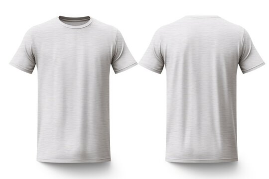stylish light grey t shirt mockup. front and back view with white background