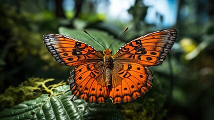Obraz premium Beautiful orange butterfly insect, AI generated image