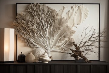 a wall art that decorates a room, bringing in the elements of nature, created with generative ai