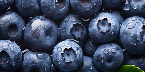 Fresh blueberries fruit background image. Generative AI graphic