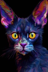 Lykoi cat psychedelic look. Generative AI