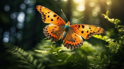 Obraz premium Beautiful orange butterfly insect, AI generated image