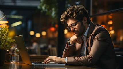 businessman working in the office with eye strain from the computer Generative AI