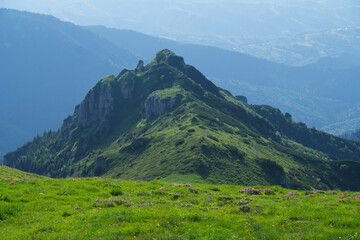 mountain landscape in summer, Tiganesti Saddle, Bucegi Mountains, Romania 