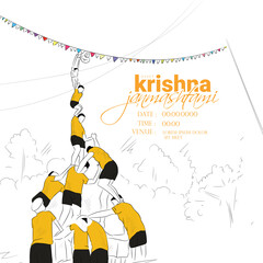 happy krishna janmashtami celebration illustration.