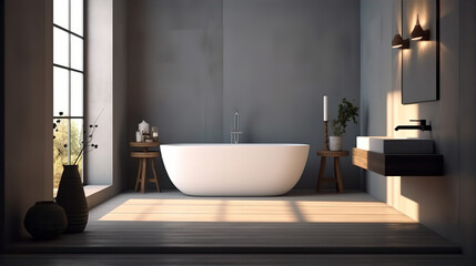 Naklejka na ściany i meble minimalistic bathroom - AI Generated