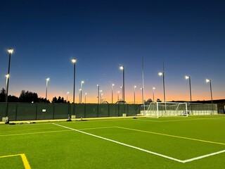 Fototapeta na wymiar Soccer field at night