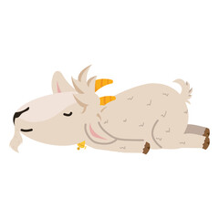 Cute goat sleeping character cartoon 
