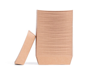 Recycled paper trays for snacks, isolated on white