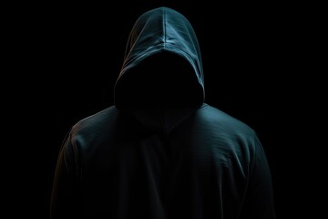 Unrecognizable Person in Hoodie. Standing Alone in the Dark, Concealing Identity in Male Figure. Hint of Danger. Generative AI