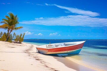 Naklejka na ściany i meble South Hole Sound Beach: Idyllic Caribbean Coastline in Little Cayman, Cayman Islands: Generative AI