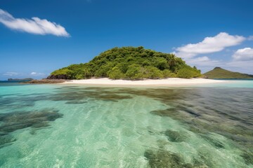 Obraz premium remote island with sandy beach and crystal-clear waters, created with generative ai