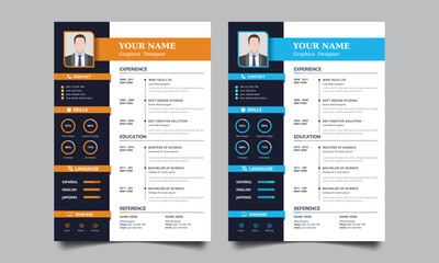 Modern and creative cv resume design template. Resume template for job applications. 