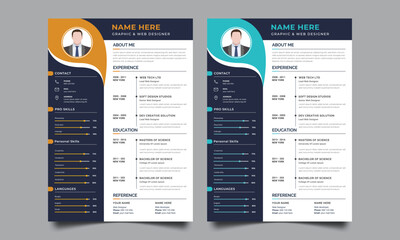 Modern and creative cv resume design template. Resume template for job applications. 