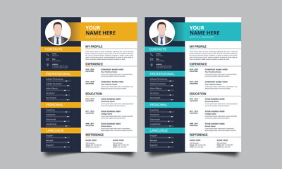 Modern and creative cv resume design template. Resume template for job applications. 