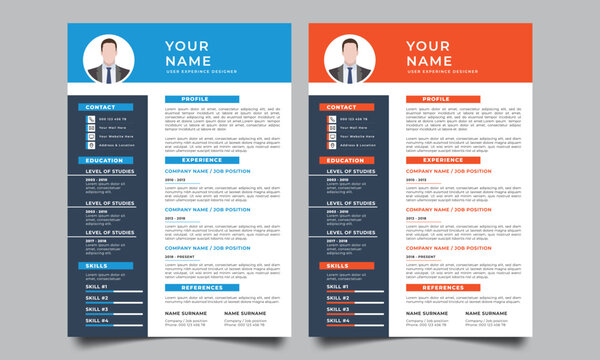 Modern and creative cv resume design template. Resume template for job applications. 