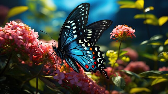 Beautiful blue butterfly insect animal AI generated image