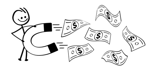 Magnetic, bundle usa paper money icon or logo. Vector dollar, money notes or money bill. America, vs, Bills for cash and currency. Banknotes, banking finance investment. 